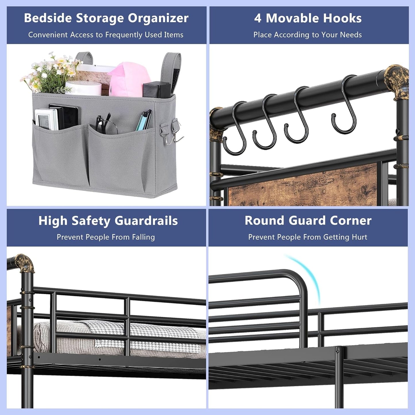 Twin Over Full Bunk Bed Vintage Brown For Kids Teens