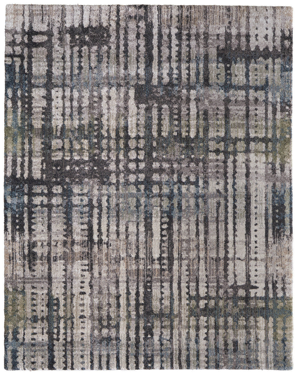 10' X 13' Gray Black And Ivory Abstract Distressed Area Rug