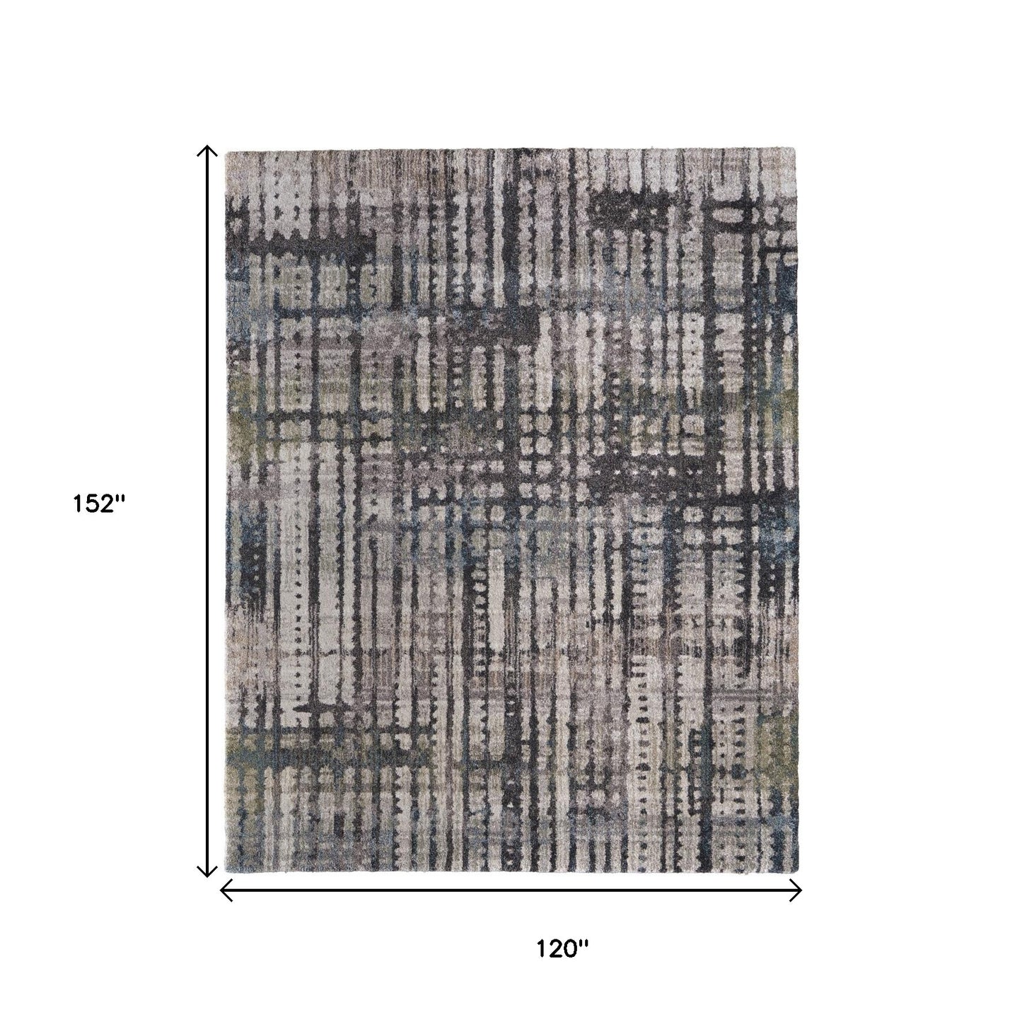 10' X 13' Gray Black And Ivory Abstract Distressed Area Rug