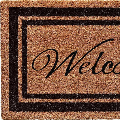 18" X 30" Natural And Black Striped Border Welcome Outdoor Coir Door Mat