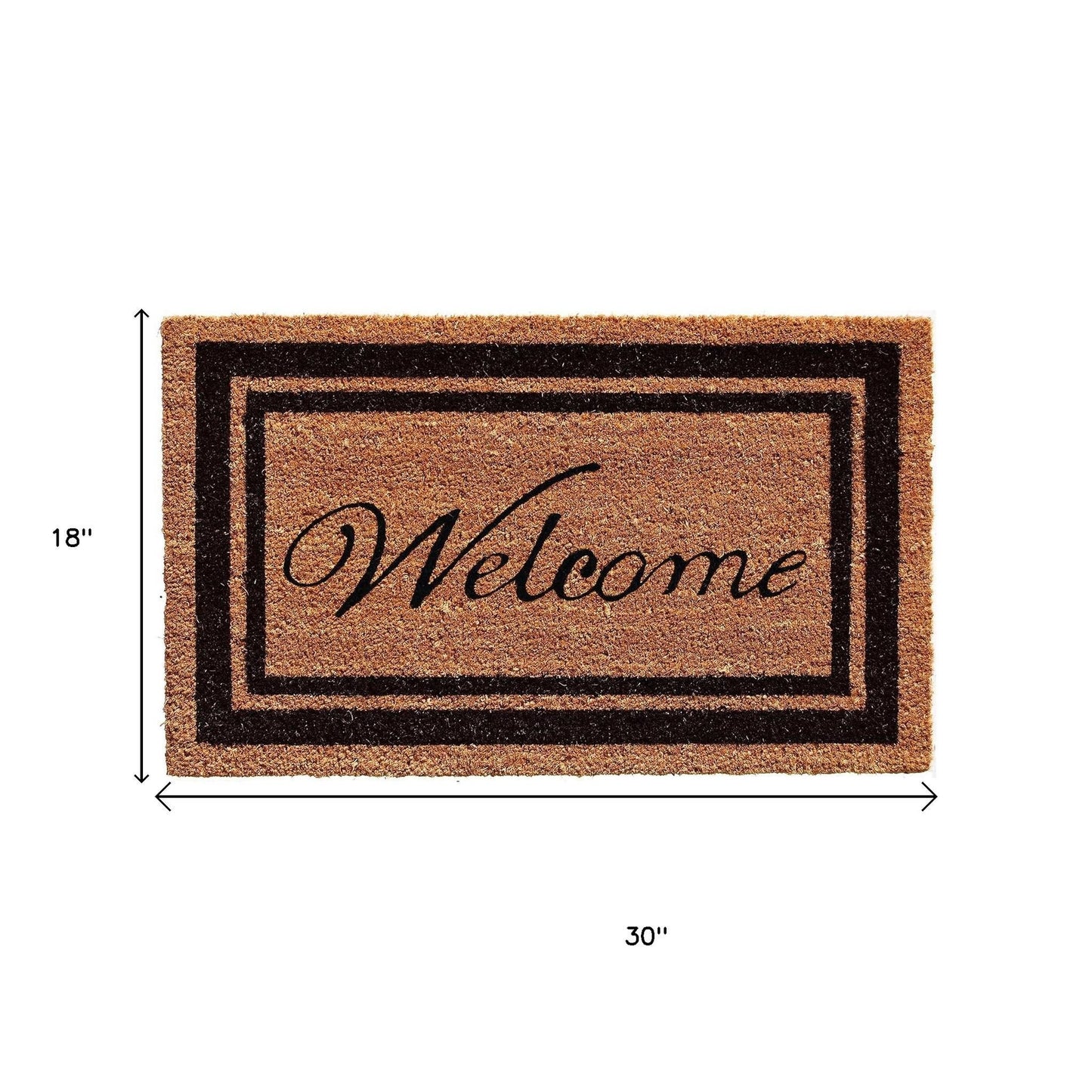 18" X 30" Natural And Black Striped Border Welcome Outdoor Coir Door Mat