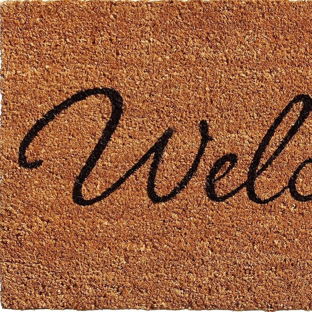 24" X 36" Natural And Black Owl Welcome Outdoor Coir Door Mat-2