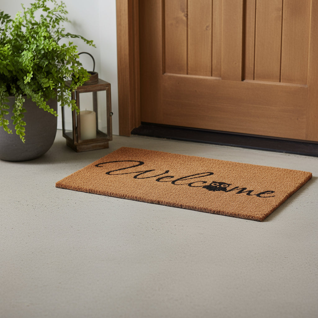 24" X 36" Natural And Black Owl Welcome Outdoor Coir Door Mat-1