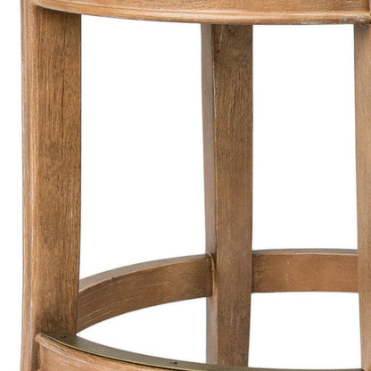 26" Sand and Natural Fabric and Solid Wood Low Back Counter Height Swivel Bar Chair