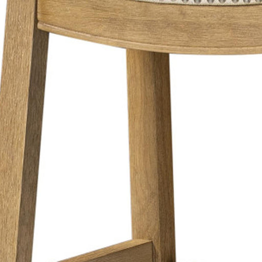 26" Natural Fabric Faux Leather and Solid Wood Backless Counter Height Bar Chair