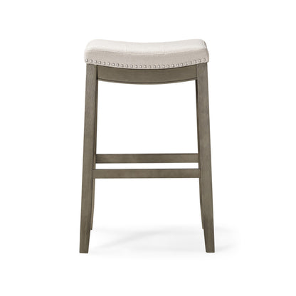 31" Gray and Cool Gray Fabric and Solid Wood Backless Bar Height Bar Chair
