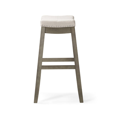 31" Gray and Cool Gray Fabric and Solid Wood Backless Bar Height Bar Chair