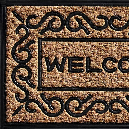 18" X 30" Natural And Black Coir Welcome Outdoor Door Mat