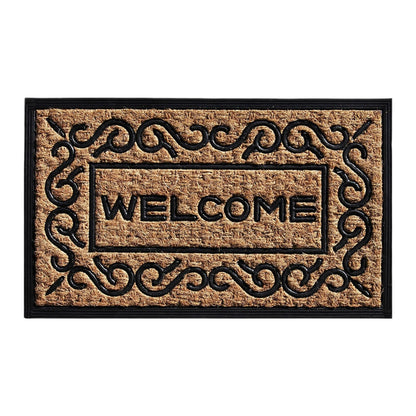 18" X 30" Natural And Black Coir Welcome Outdoor Door Mat-1