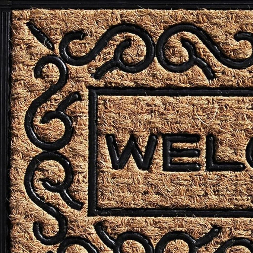 18" X 30" Natural And Black Coir Welcome Outdoor Door Mat-4