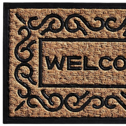 18" X 30" Natural And Black Coir Welcome Outdoor Door Mat-6