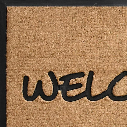 24" X 36" Natural And Black Coir Welcome Outdoor Door Mat
