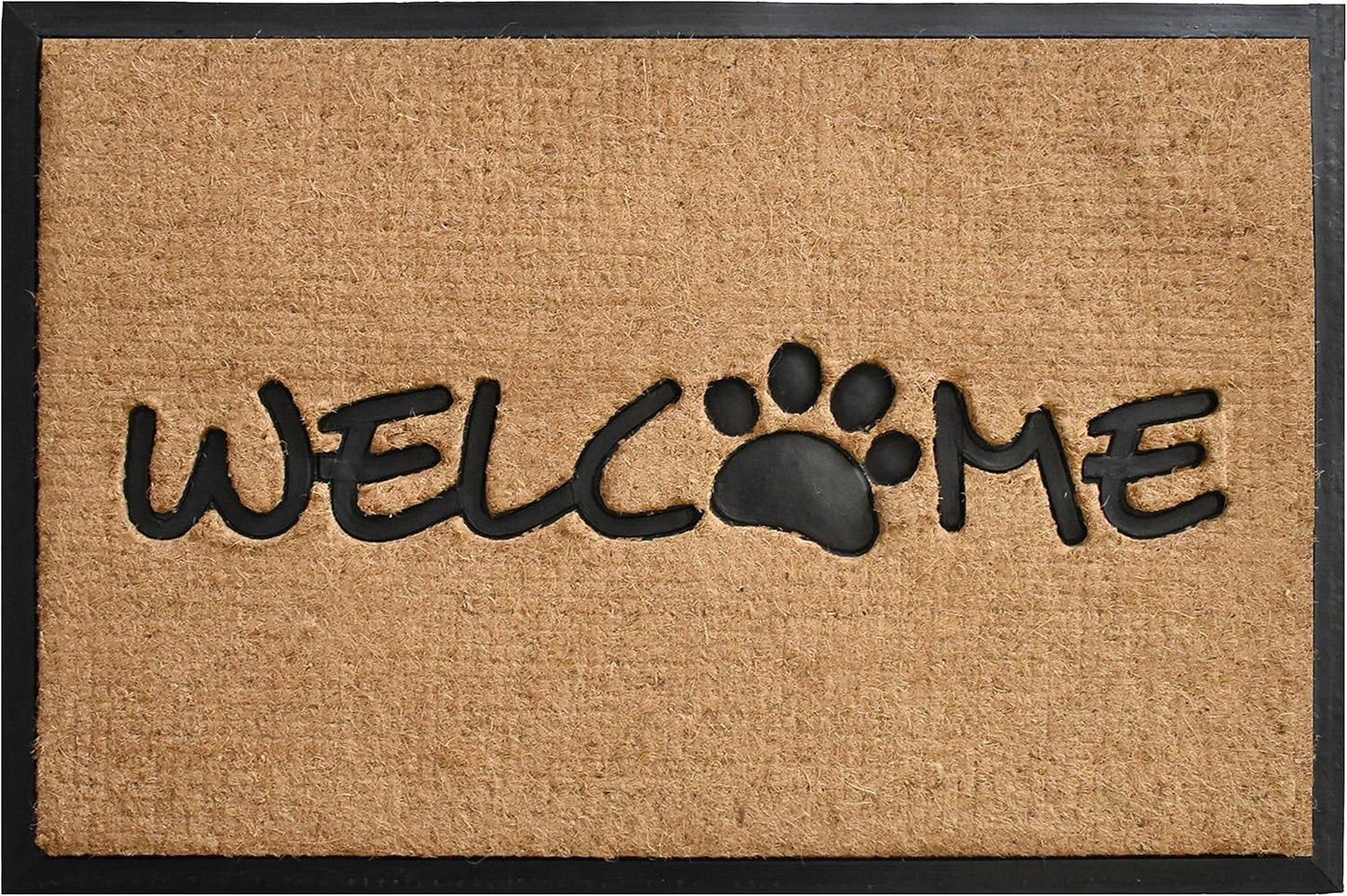 24" X 36" Natural And Black Coir Welcome Outdoor Door Mat