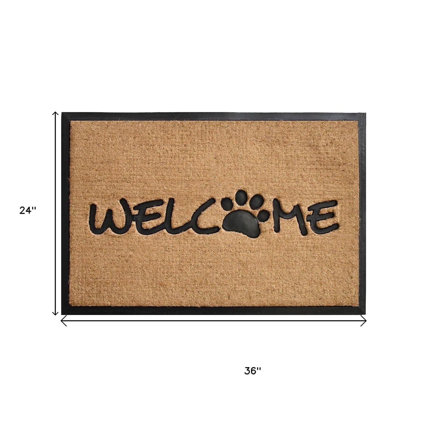 24" X 36" Natural And Black Coir Welcome Outdoor Door Mat