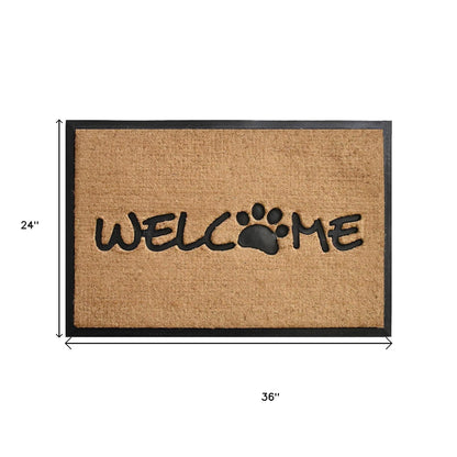 24" X 36" Natural And Black Coir Welcome Outdoor Door Mat