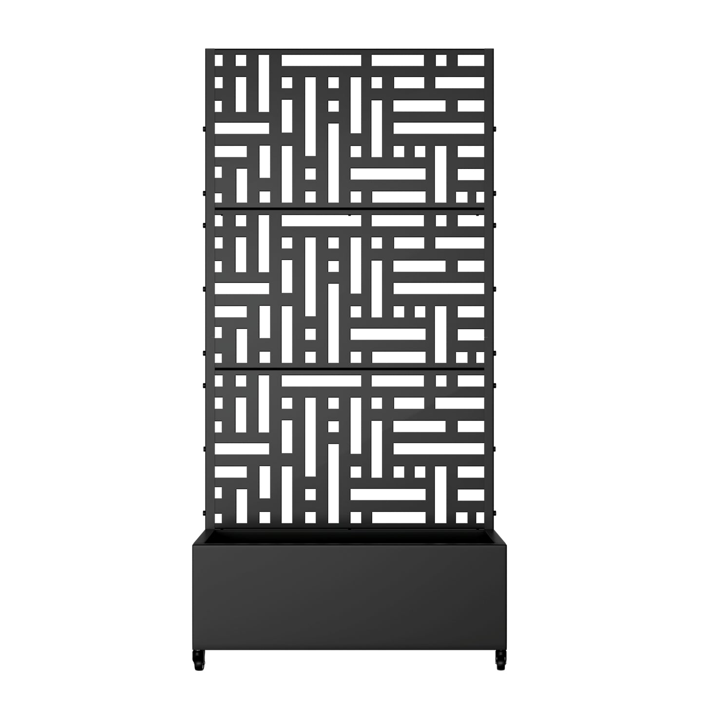 35" Black Metal Indoor Outdoor Rectangular Planter Box