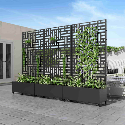 35" Black Metal Indoor Outdoor Rectangular Planter Box