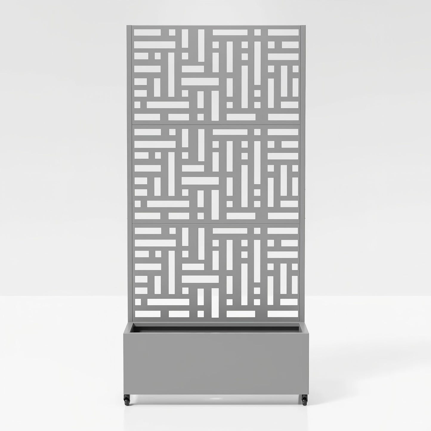 35" Gray Metal Indoor Outdoor Rectangular Planter Box