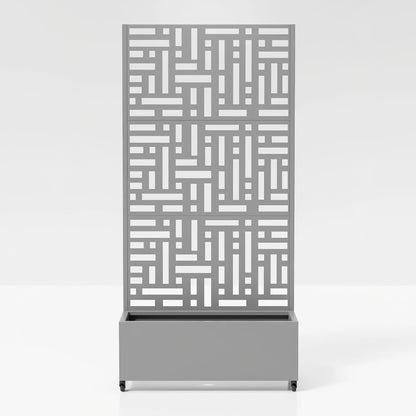 35" Gray Metal Indoor Outdoor Rectangular Planter Box