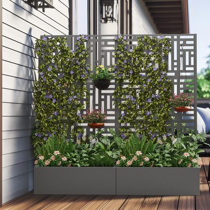 35" Gray Metal Indoor Outdoor Rectangular Planter Box