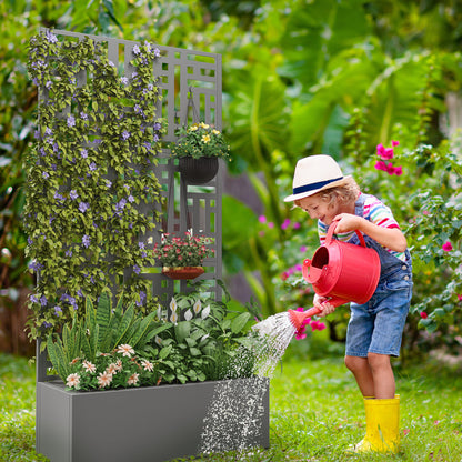 35" Gray Metal Indoor Outdoor Rectangular Planter Box