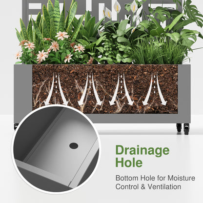 35" Gray Metal Indoor Outdoor Rectangular Planter Box