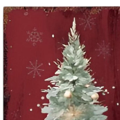 36" Red and Green Merry Christmas Christmas Tree Solid Wood Porch Sign