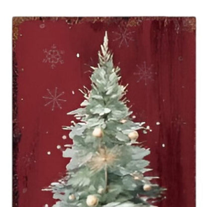 36" Red and Green Merry Christmas Christmas Tree Solid Wood Porch Sign-4