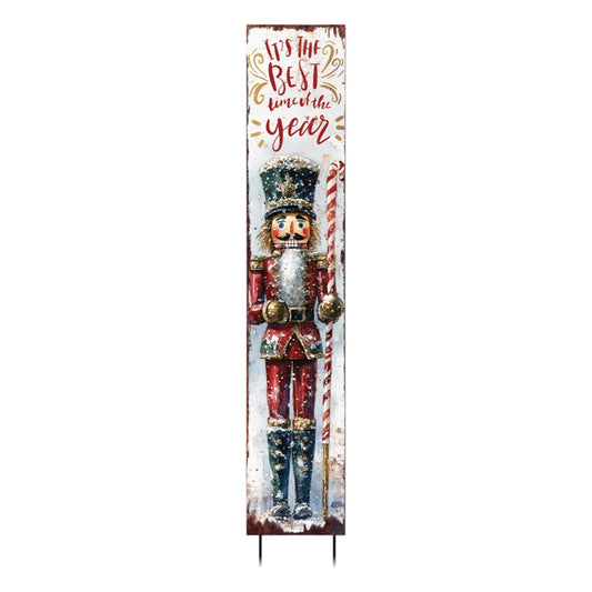 42" Red And White Solid Wood Best Time of Year Christmas Nutcracker Garden Stake-0