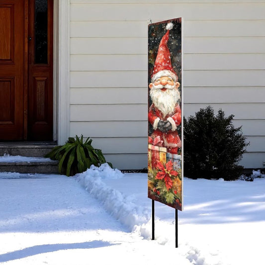 42" Black Green Red And White Solid Wood Christmas Santa Garden Stake-0