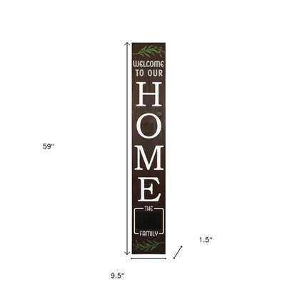 59" Brown And White Solid Wood Welcome Reversible Porch Sign