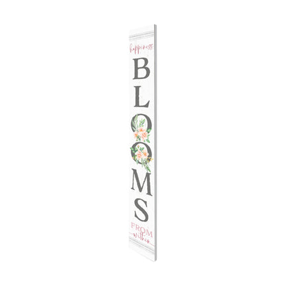 72" White Solid Wood Blooms Welcome Porch Sign