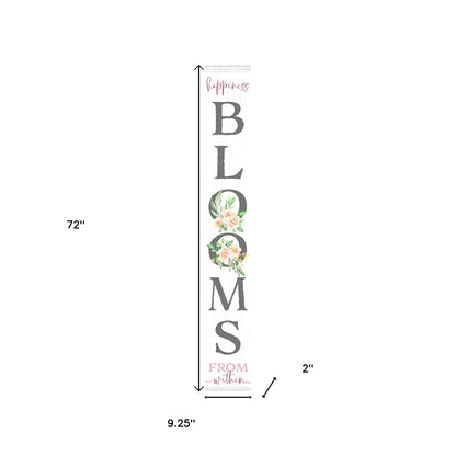 72" White Solid Wood Blooms Welcome Porch Sign