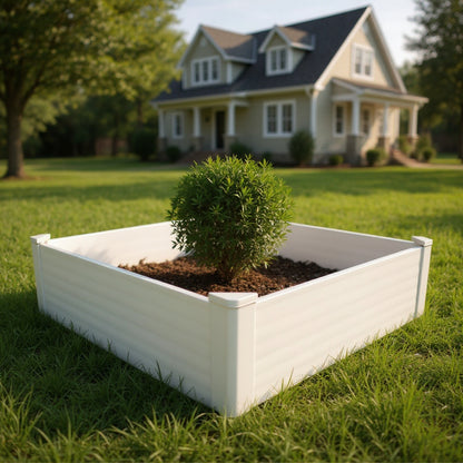 44" X 44" White Heavy Duty Plastic Square Raised Garden Bed