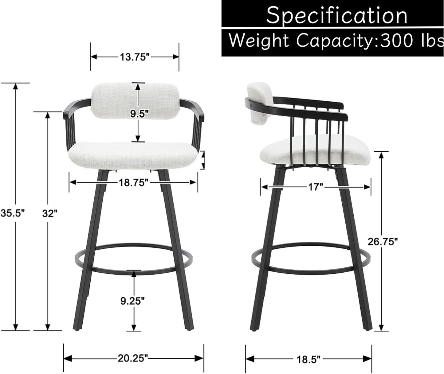 Modern Swivel Counter Height Bar Stools With Back