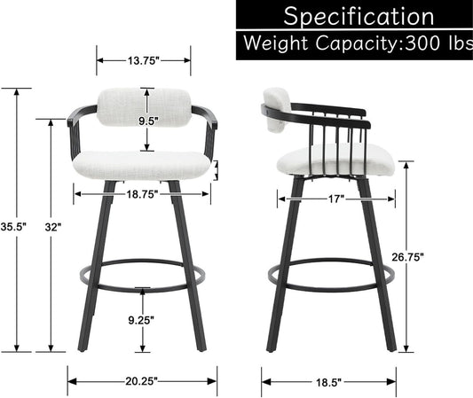Modern Swivel Counter Height Bar Stools With Back