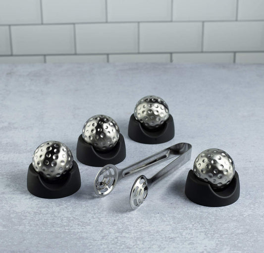 Golf Ball Shaped Stainless Steel Whiskey Stones, Whiskey Rocks, by The Wine Savant Great for Parties or for Bar Use, 4 Stones Rocks Cubes for Whiskey, Bourbon Vodka, Scotch, Metal Chillers Golf Gift