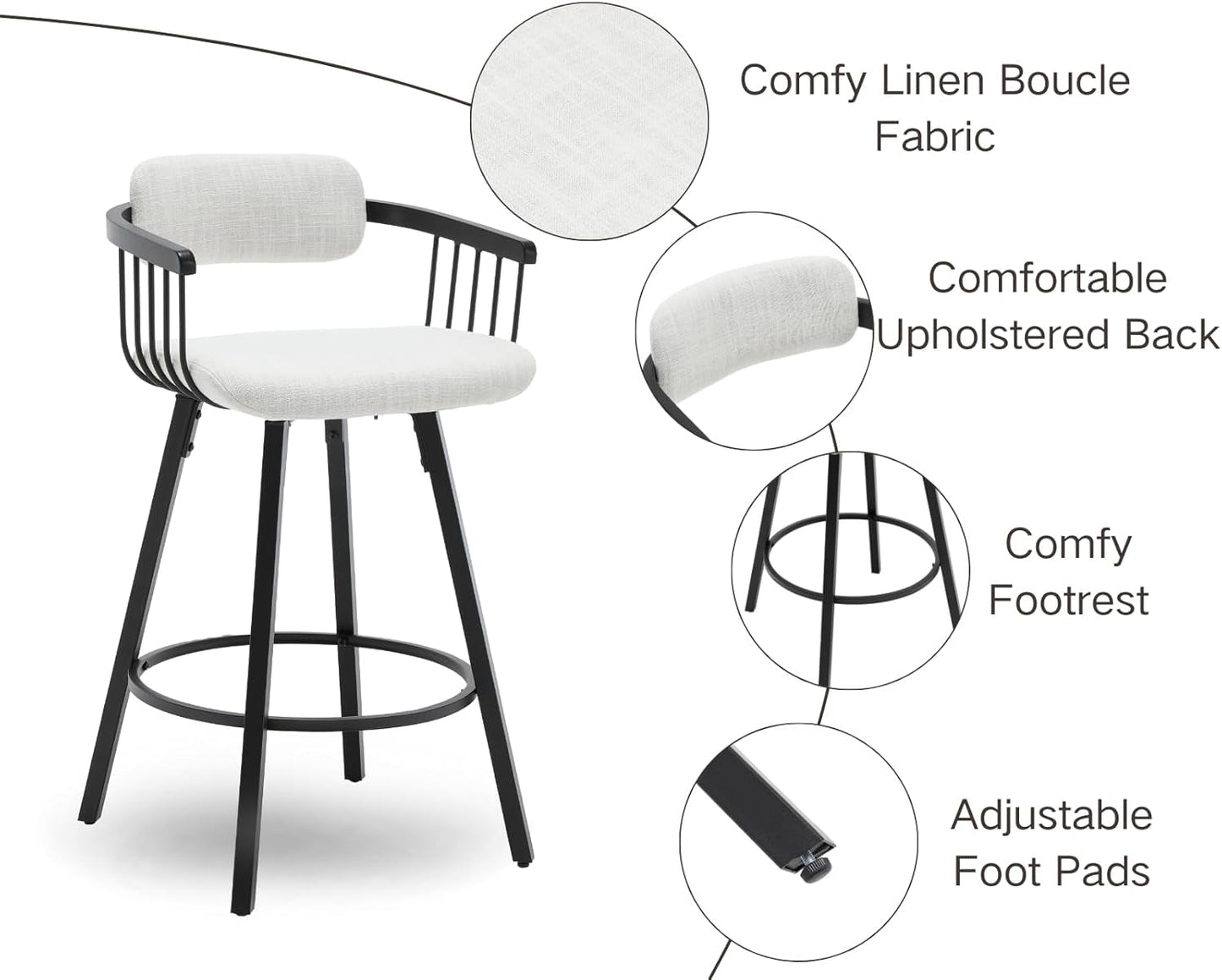 Modern Swivel Counter Height Bar Stools With Back