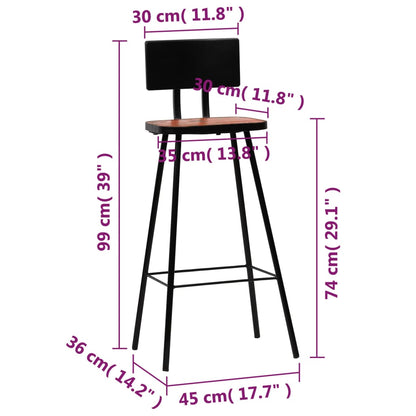 vidaXL Bar Stool Bar Seat Counter Height Stool for Pub Solid Reclaimed Wood