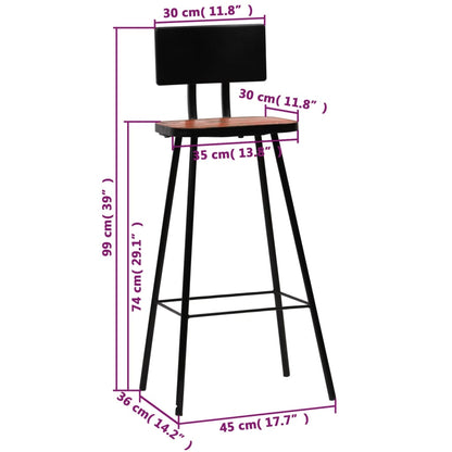 vidaXL Bar Stool Bar Seat Counter Height Stool for Pub Solid Reclaimed Wood