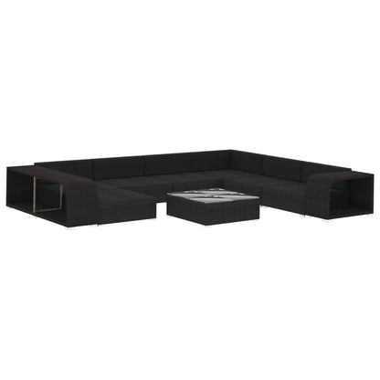 vidaXL Patio Furniture Set 10 Piece Sectional Sofa with Table Poly Rattan