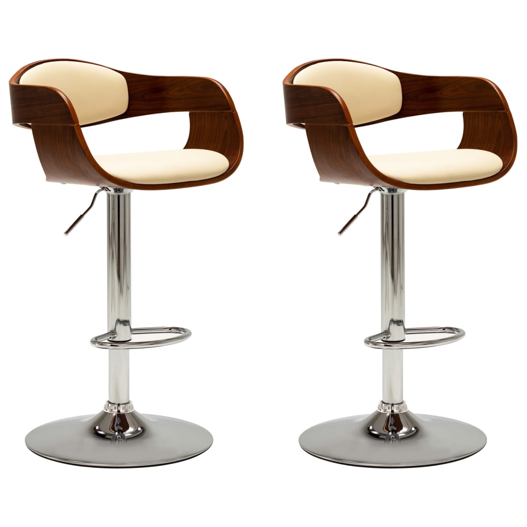 vidaXL Solid Bent Wood Bar Stool Faux Leather Bar Counter Seating Multi Colors