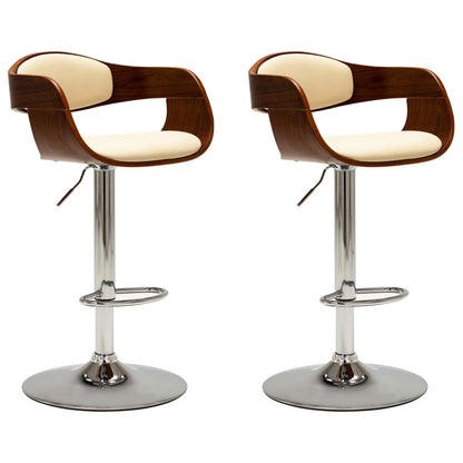 vidaXL Solid Bent Wood Bar Stool Faux Leather Bar Counter Seating Multi Colors