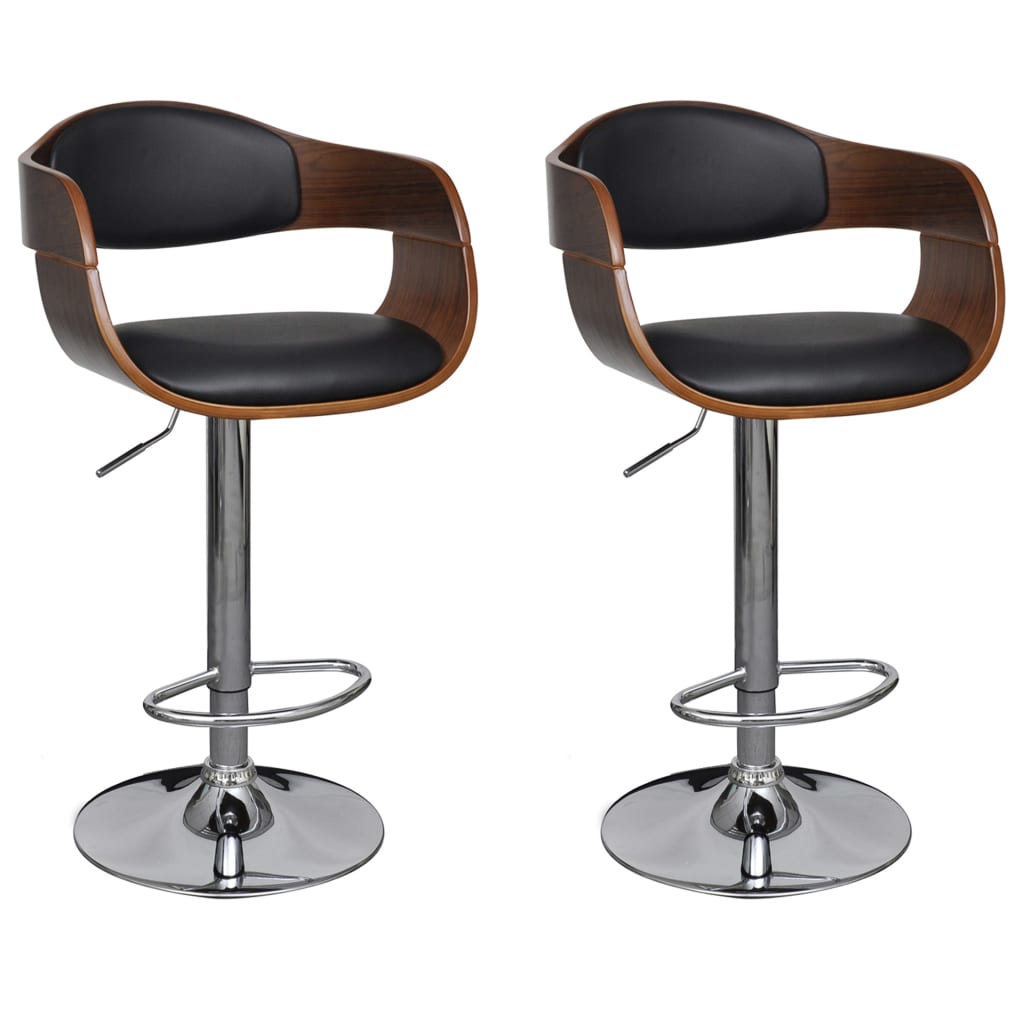 vidaXL Solid Bent Wood Bar Stool Faux Leather Bar Counter Seating Multi Colors