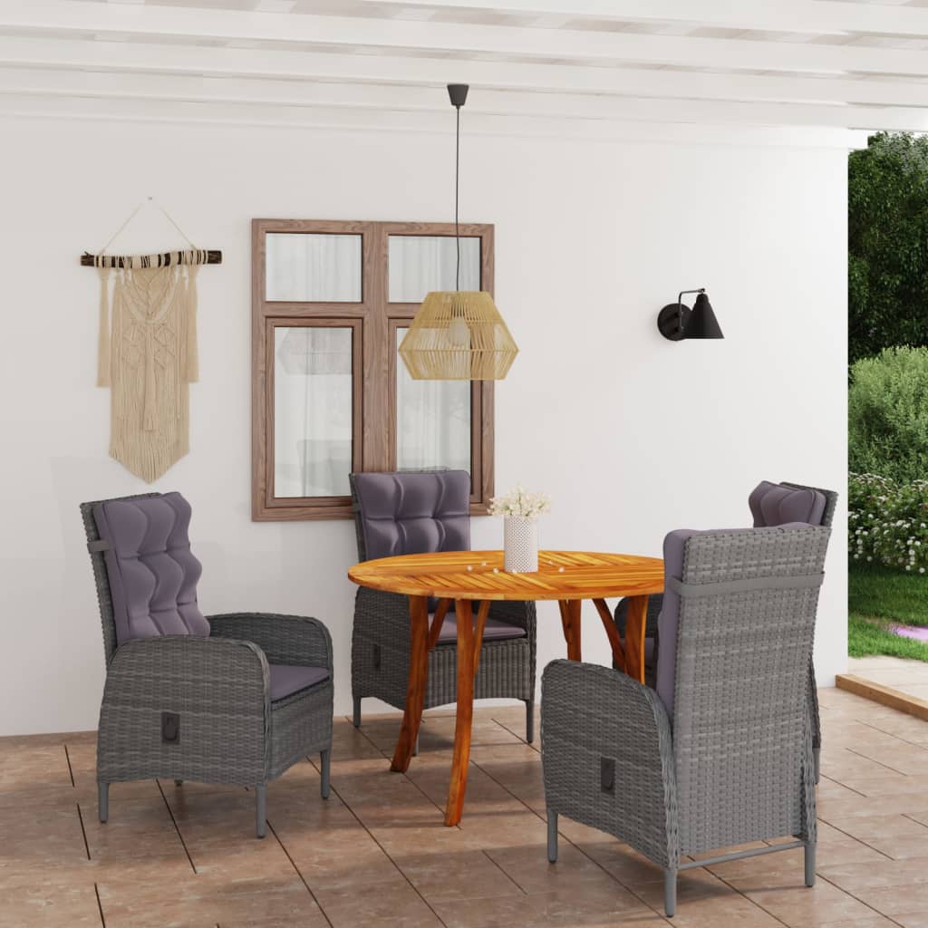 vidaXL 5 Piece Patio Dining Set Black