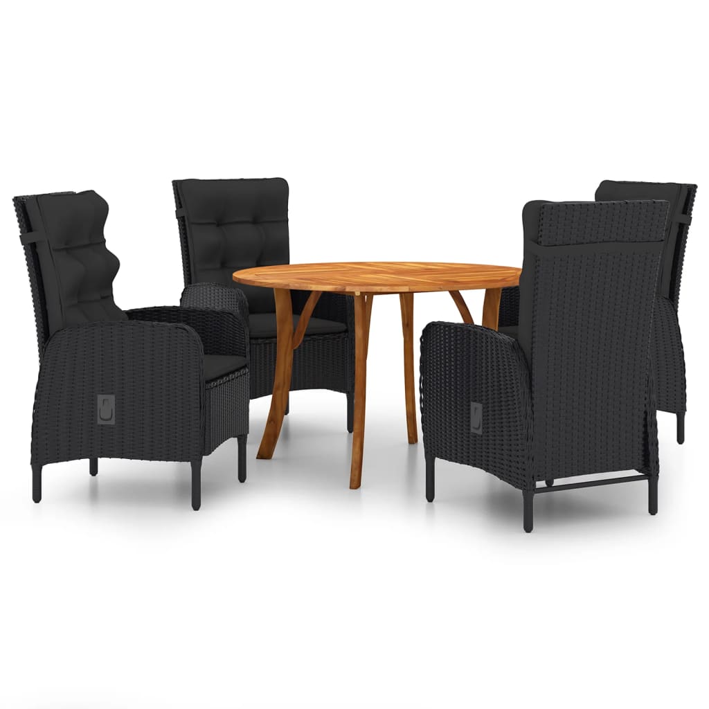 vidaXL 5 Piece Patio Dining Set Black