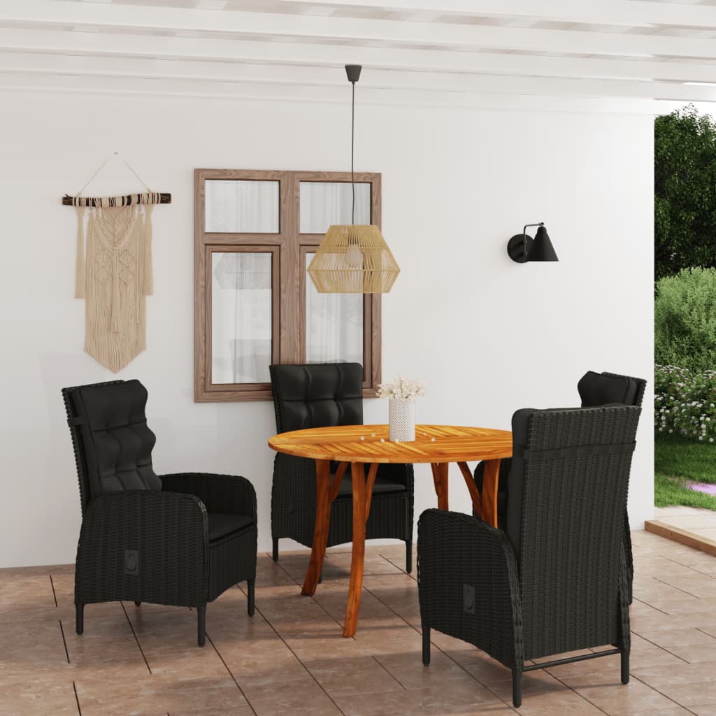 vidaXL 5 Piece Patio Dining Set Black