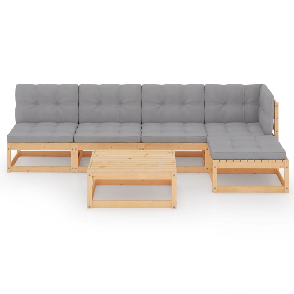vidaXL 6 Piece Patio Lounge Set with Cushions Solid Wood Pine