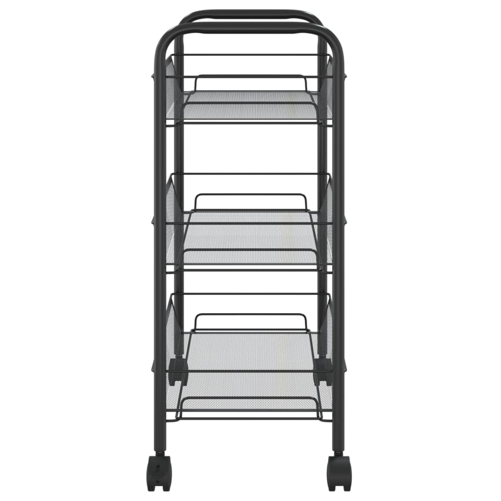 vidaXL Kitchen Trolley Rolling Storage Utility Cart with Mesh Baskets Iron