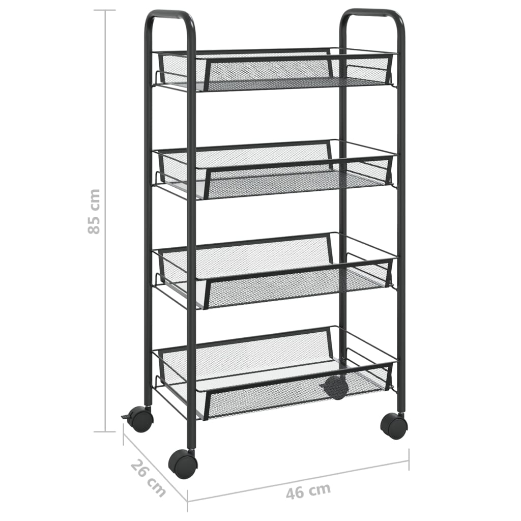 vidaXL Kitchen Trolley Rolling Storage Utility Cart with Mesh Baskets Iron